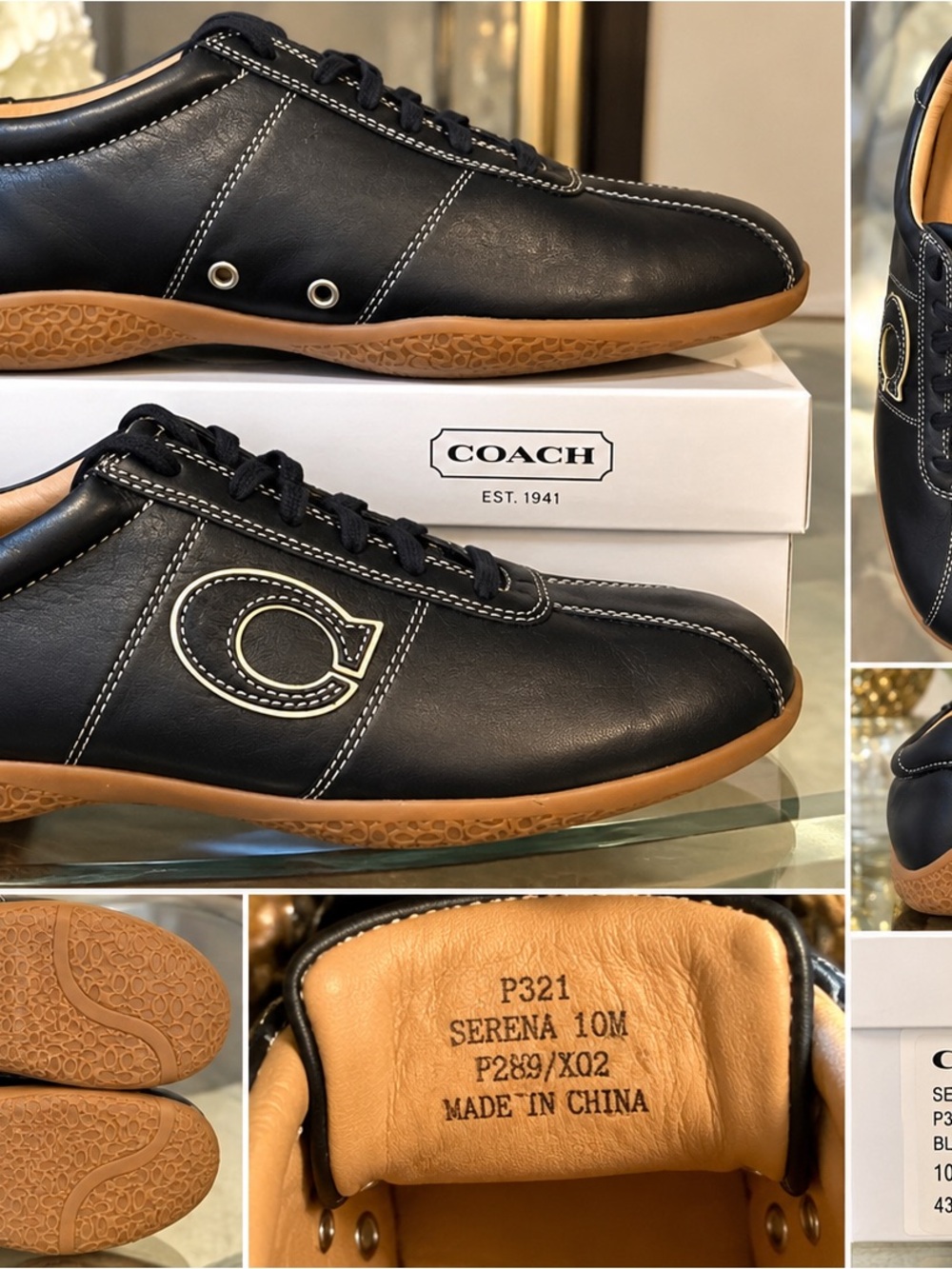Deadstock Vintage Coach Serena P321 Black Leather Bowling Sneakers New In Box 10